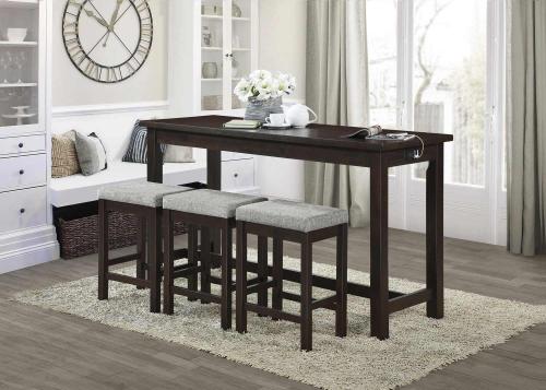 Connected 4-Piece Pack Counter Height Set - Espresso
