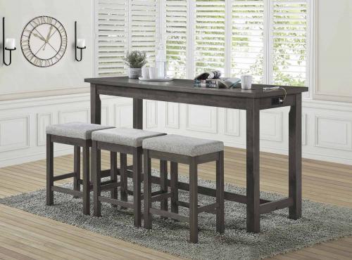 Connected 4-Piece Pack Counter Height Set - Charcoal Gray