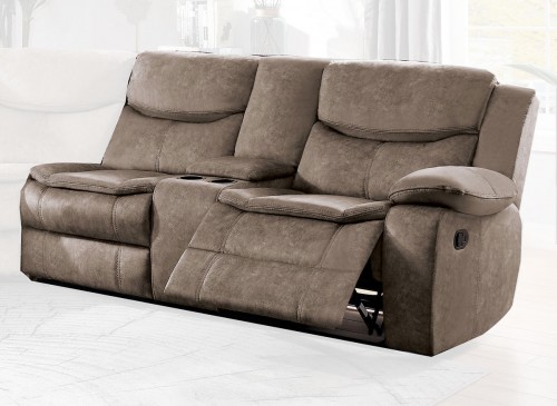 Homelegance Bastrop Right Side Double Reclining Love Seat with Center Console - Brown