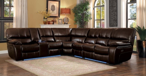 Pecos Power Sectional Sofa Set - Dark Brown