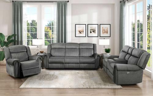 Brennen Power Reclining Sofa Set - Charcoal