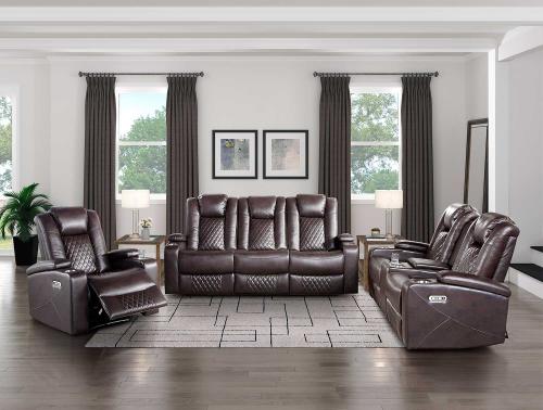 Caelan Power Reclining Sofa Set - Dark brown