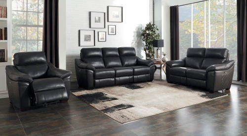 Renzo Power Reclining Sofa Set - Dark Gray