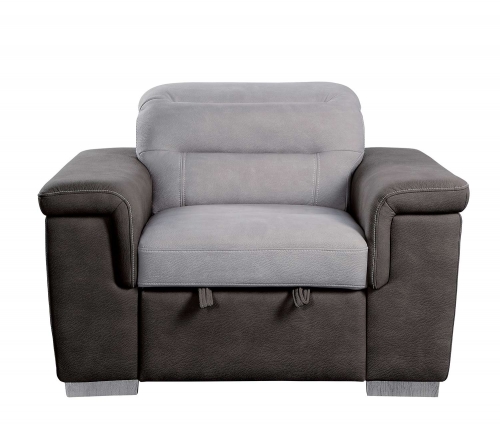 Alfio Chair with Pull-out Ottoman - Silver/Chocolate