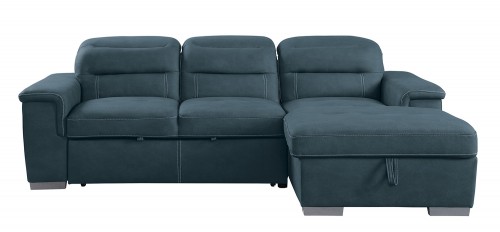 Alfio Sectional with Pull-out Bed and Hidden Storage Set - Blue