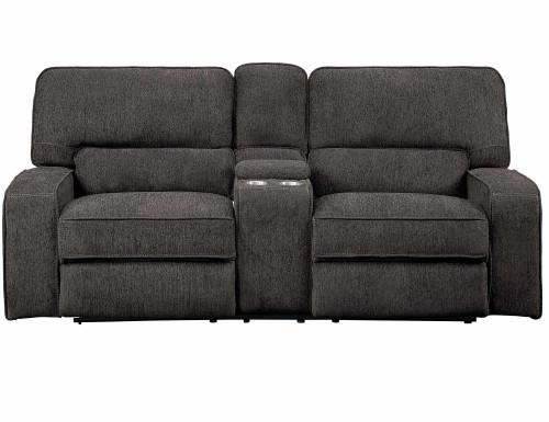 Borneo Power Double Reclining Love Seat with Center Console and Power Headrests - Chocolate