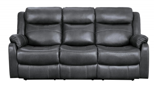 Yerba Double Lay Flat Reclining Sofa With Center Drop-Down Cup Holders - Dark Gray