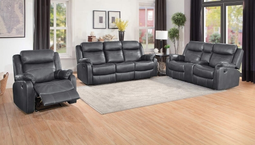 Yerba Double Reclining Sofa Set - Dark Gray