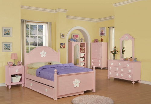 Floresville Bedroom Set - Pink (White Flower)