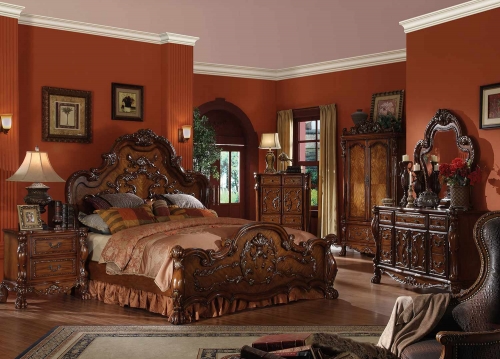 Dresden Bedroom Set (Wooden HB) - Cherry Oak