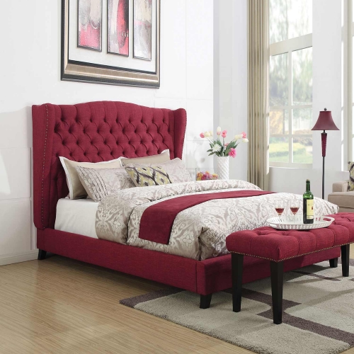 Faye Bed - Red Linen