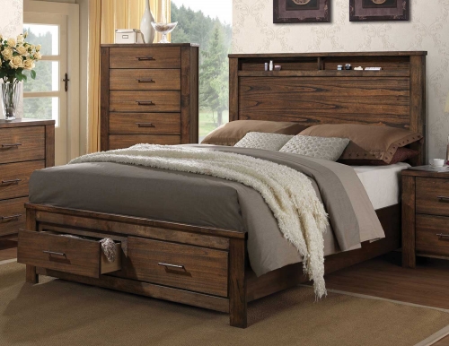 Merrilee Bed with Storage - Oak