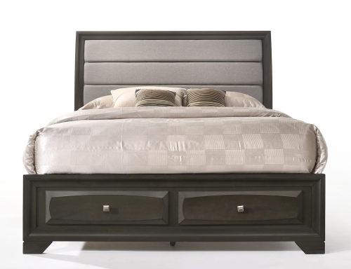 Soteris Bed with Storage - Gray Fabric/Antique Gray