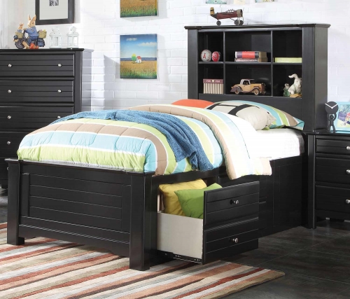 Mallowsea Bed with Storage Rail - Black