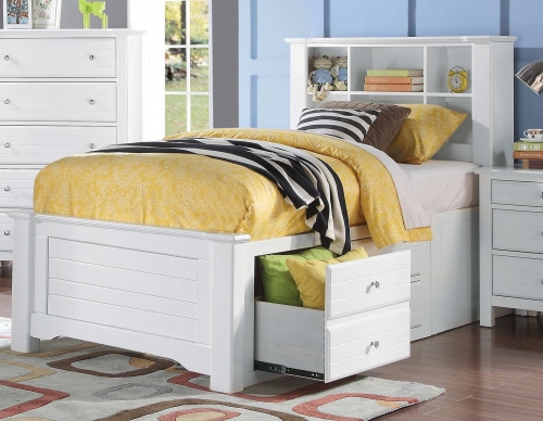 Mallowsea Bed with Storage Rail - White