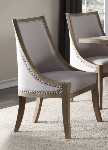 Eleonore Dining Chair - Taupe Linen/Weathered Oak