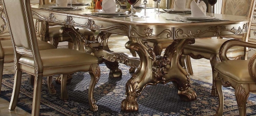 Dresden Dining Table with Trestle Pedestal - Gold Patina/Bone