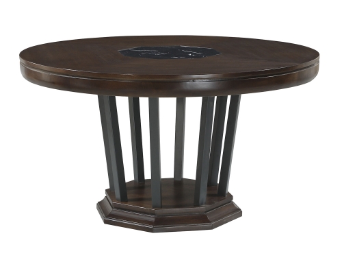 Selma Round Dining Table with Single Pedestal - Tobacco
