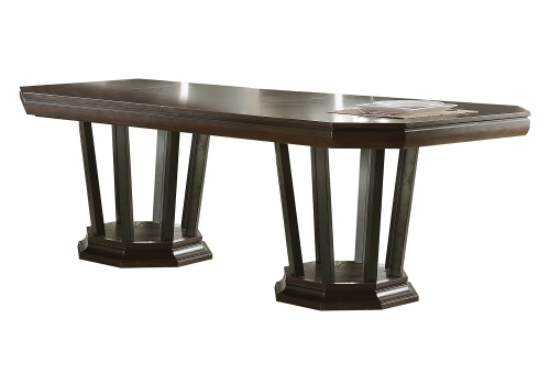 Acme Selma Dining Table with Double Pedestal - Tobacco
