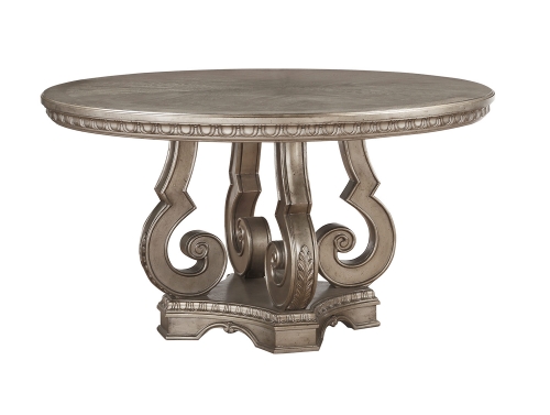 Northville Round Dining Table with Single Pedestal - Antique Champagne