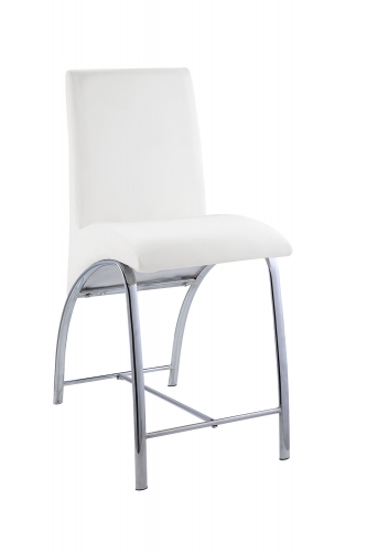 Gordie Curved Metal Shape Counter Height Chair - White Vinyl/Chrome