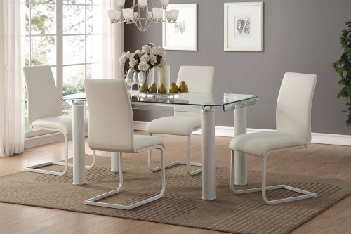 Acme Gordie C Metal Shape Dining Set - White/Clear Glass
