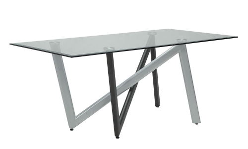 Hassel Dining Table - Silver/Gunmetal/Clear Glass