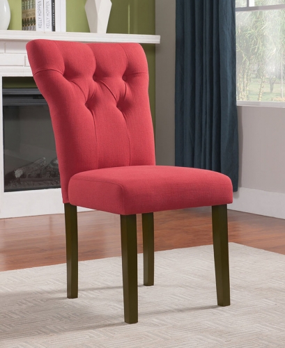 Acme Effie Side Chair - Red Linen/Walnut