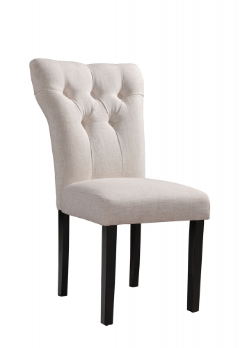 Acme Effie Side Chair - Beige Linen/Walnut