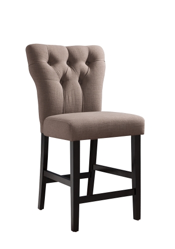 Effie Counter Height Chair - Light Brown Linen/Walnut