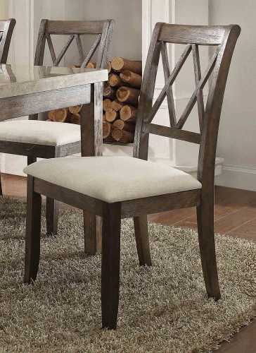 Claudia Side Chair - Beige Linen/Salvage Brown