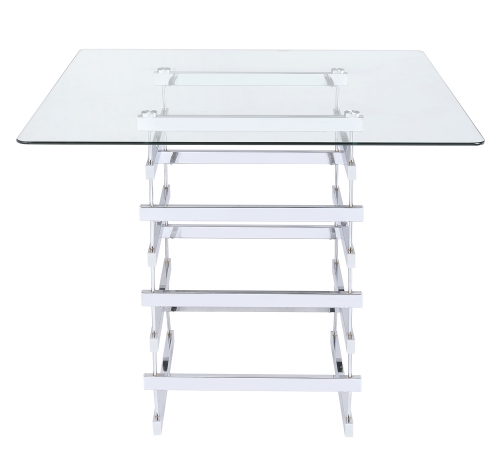 Acme Nadie Counter Height Table - Chrome/Clear Glass