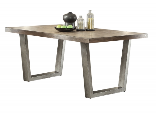 Lazarus Dining Table - Weathered Oak/Antique Silver