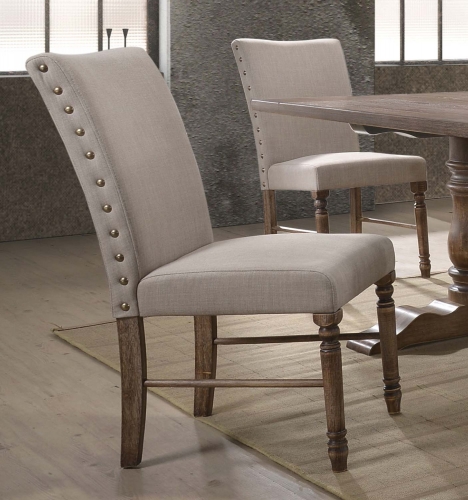 Leventis Side Chair - Cream Fabric/Weathered Oak