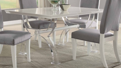 Martinus Dining Table - High Gloss White/Clear Acrylic