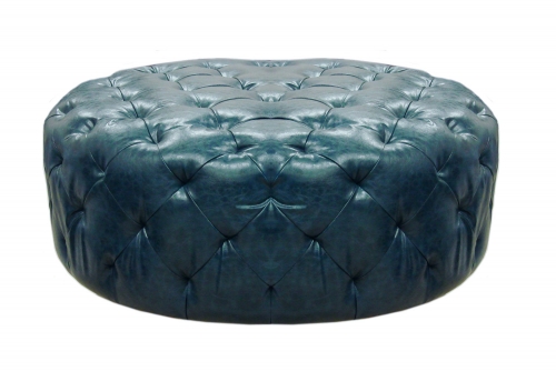 Victoria Ottoman - Ocean Blue Bonded Leather