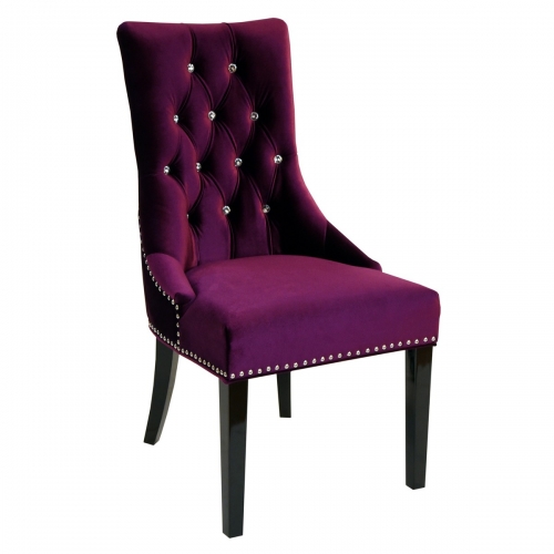 Carlyle Side Chair in Leatheretterple Velvet