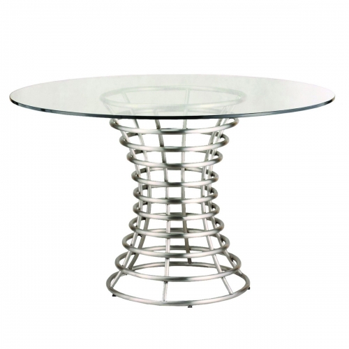 Ibiza Brushed Stainless Steel Dining Table with Clear Glass