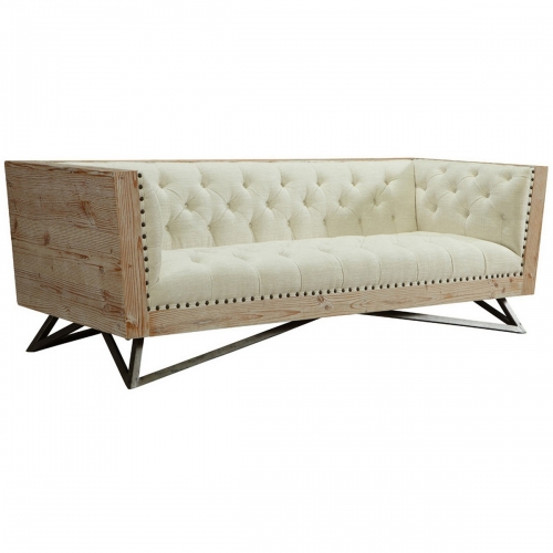 Regis Cream Sofa With Pine Frame And Gunmetal Legs