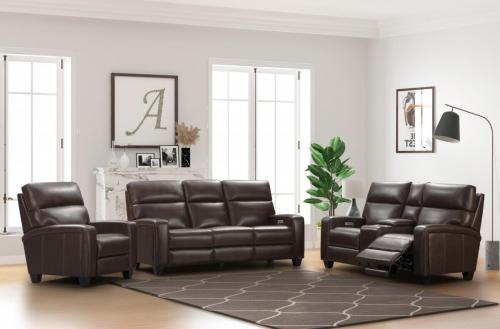 Electra Power Reclining Sofa Set with Power Head Rests and Power Lumbar - Castleton Rustic Brown/Leather Match