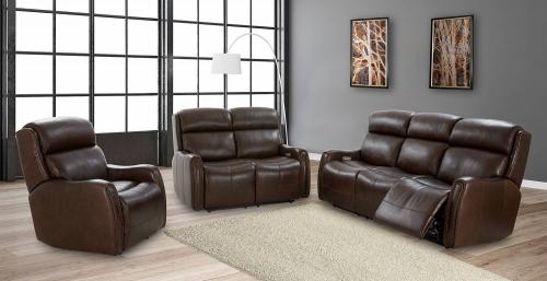 Brookside Power Reclining Sofa Set with Power Head Rests and Power Lumbar - Ashford Walnut/All Leather