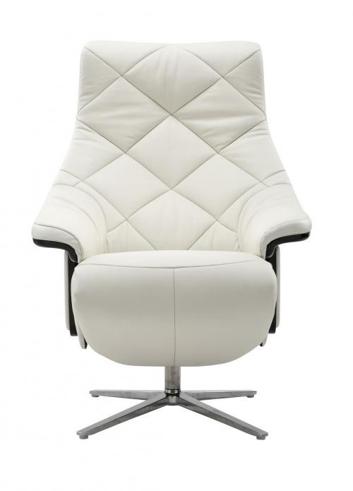 Luna Power Pedestal Recliner Chair - Capri White/Leather Match