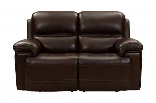 Barcalounger Sedrick Power Reclining Console Loveseat with Power Head Rests - El Paso Walnut/Leather Match
