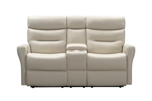 Enzo Power Reclining Console Loveseat with Power Head Rests and Power Lumbar - Laurel Cream/Leather Match