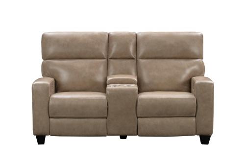 Macello Power Reclining Console Loveseat with Power Head Rests and Power Lumbar - Elliot Taupe/Leather Match