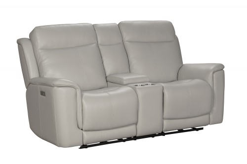 Burbank Power Reclining Console Loveseat with Power Head Rests and Lumbar - Laurel Cream/Leather match