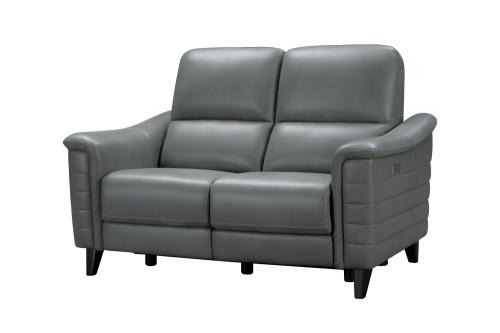 Malone Power Reclining Loveseat with Power Head Rests - Antonio Green Gray/Leather Match