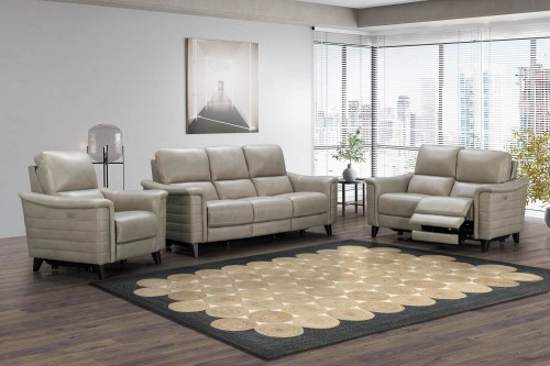 Malone Power Reclining Sofa Set with Power Head Rests - Sergi Gray Beige/Leather Match