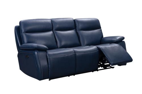 Micah Power Reclining Sofa with Power Head Rests - Marco Navy Blue/Leather Match