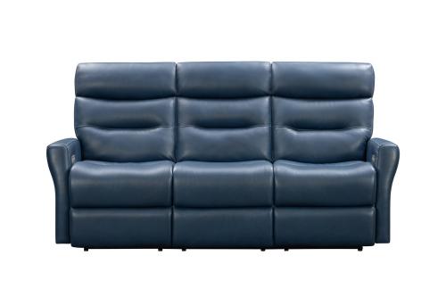 Enzo Power Reclining Sofa with Power Head Rests and Power Lumbar - Marco Navy Blue/Leather Match